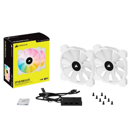 Corsair iCUE SP140 RGB Elite White Cabinet Fan With Lighting Node Core (Dual Pack)